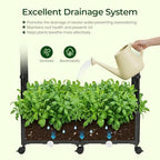 71"x16"x32" Planter Box with Trellis, 3-in-1 Self-Watering Planter Box with Wheels for Patio,Raised Garden Bed with Trellis, Drainage Holes & Metal Storage Rack for Vine Climbing Plants - Image 4