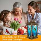 Solar Lantern Outdoor Waterproof Colorful Stained Glass Dolphin Swimming Vibrant Underwater Scene Garden Decor LED Hanging Solar Lights Tabletop Lamp Gifts for Women Mom Outside Yard Patio Porch - Image 4