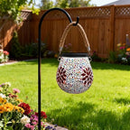 Mosaic Solar Lights Outdoor, Hanging Solar Lantern with Stained Glass Design, Tabletop Lights with Maple Leaf Pattern, No Wiring, Auto On/Off, 4.33 x 4.33 in / 11 x 11 cm for Patio, Garden - Image 3