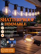 50FT G40 LED Outdoor String Lights, 50+2 Shatterproof Bulbs, Black Wire - Image 7