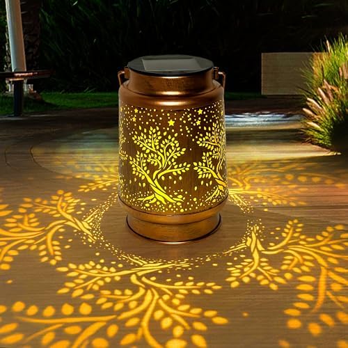 ANYTALK Tree of Life Solar Lantern Lights, Outdoor Lanterns Garden Decor, Hanging Solar Lantern for Backyard Porch Patio Table Yard Balcony Lawn Pathway, Gifts for Women Grandma Mom, 1PCS by ANYTALK