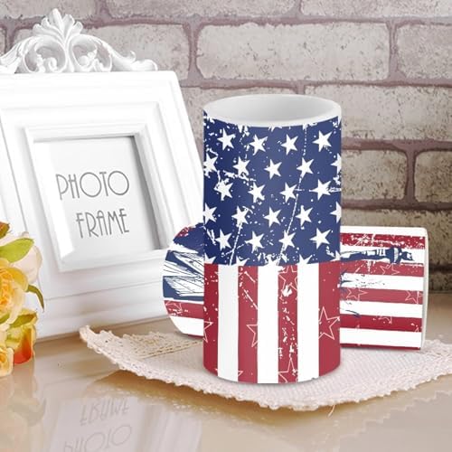 American Flag Lady Liberty Battery Operated Candles with Timers Flameless Candles with Remote LED Lights for 4th of July Independence Day Patriotic Decoration Set of 2 - Image 2