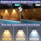 Brightever Solar Fence Lights Black 16-Pack, 3 Modes (3000K/5000K/6500K) - Image 4