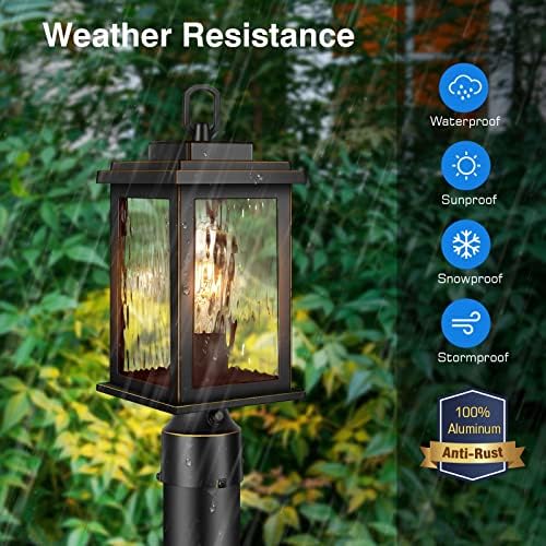 VIANIS Dusk to Dawn Outdoor Post Light with Pier Mount Base, Hardwired 120V - Image 6