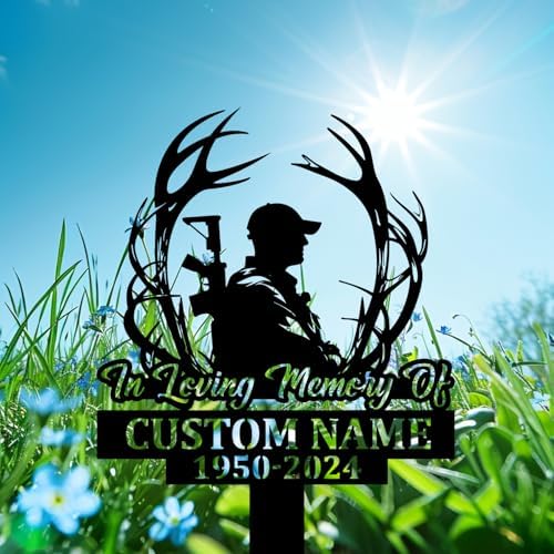 Personalized Hunter Grave Marker Hunting Memorial Garden Stake 8-24 inch Dad Loss Gift, Hunting Memorial Gift Loss of Loved One (Hunter) - Image 2