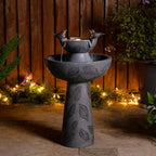Glitzhome Outdoor Water Fountain with Lights & Pump, 26" H 2-Tiered Polyresin Bird Bath Fountain Floor-Standing Water Feature Waterfall Fountain for Garden, Yard, Patio, Home Decor - Image 6