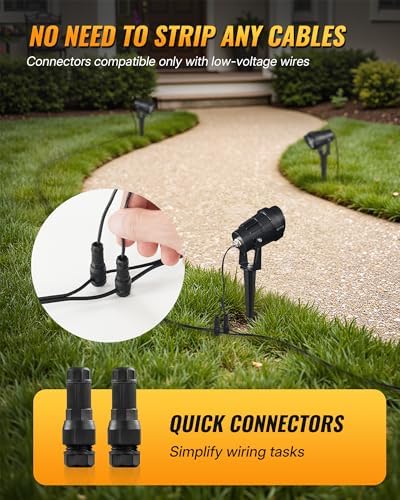 6W 700LM Low Voltage Landscape Lighting, 12V AC/DC 3000K Warm White LED Low Voltage Landscape Lights, IP65 Waterproof Outdoor Spotlights with Connectors for Garden Tree Yard 10Pack W01SLP1006 - Image 7