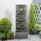 Outdoor Waterfall Fountain with LED Lights, 41” Tall Stone-Look Cascading Water Feature for Home Décor, Realistic Flowing Water Sound for Relaxation, Freestanding Indoor/Outdoor Fountain - Image 6