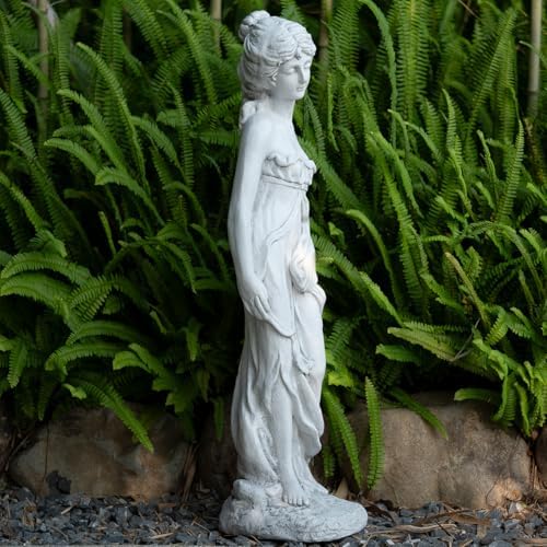 Outdoor Goddess Statue, Garden Beauty Decoration, Graceful Female Figure Sculpture, Catholic Concrete Finish Art Decor for Yard Patio Deck Home Entryway Hallway, Grey - Image 4