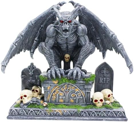 OrnamentallyYou Grave Guardian Gargoyle Figurine, 10" Solar Powered Gothic Halloween Garden Statue - Image 6