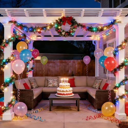 QITONG 4 Pack Solar Fairy Lights, Each 33ft 100 LED Multicolor Christmas String Light Outdoor Waterproof, 8 Modes Silver Wire Twinkle Mini Lights - Image 7