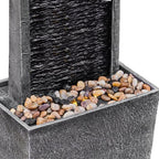 Teamson Home 38.5" Faux Slate Outdoor LED Waterfall Fountain, Gray/Black - Image 7