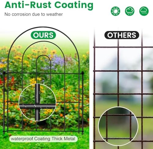 18 Pack Decorative Garden Fence Animal Barrier: 17 in(H) x 18 ft(L) Border Flower Garden Fencing Small Arched Rustproof Metal No Dig Fence Landscape Decor for Yard - Image 4