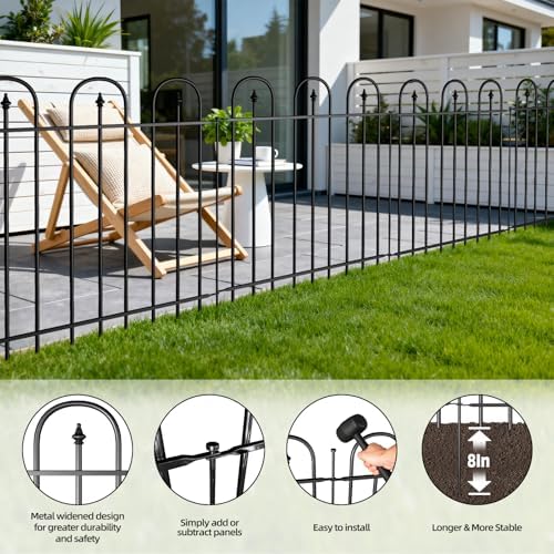 Garden Fence Animal Barrier - 10 Panels, 32 in(H) x 24 ft(L) No Dig Garden Fence, Arched Decorative Garden Fence Border with Ground Stakes, Rustproof Metal Fencing for Yard Patio Dog Rabbit - Image 3