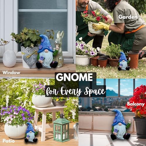 Blue Peace Yard Gnomes - Solar Statue, 11 Inch - Image 6