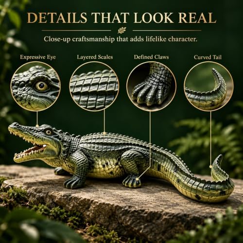 23in Crocodile Statue for Yard Decorations Outdoor, Garden Art & Patio - Image 3