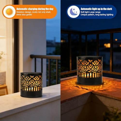 Decorative Solar Mandala Lights | Metal Solar Powered Outdoor Wall & Step Lighting | Waterproof Garden/Patio/Fence Lights with Auto On/Off | Mandala Pattern Backyard Decor for Deck,Post,Yard (2) - Image 3