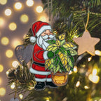 Happy Santa Holding Plant Pot Acrylic Suncatcher - Image 6
