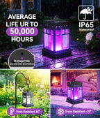 KOOPER Hanging Solar Lanterns Outdoor Waterproof, 4PCS Flickering Flame Hanging Solar Lights for Outside, Outdoor Solar Lanterns up to 12 Hours, Lanterns Decorative for Patio Yard Decor (Purple Light) - Image 5