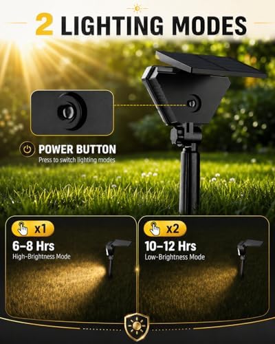 Solar Spot Lights Outdoor Waterproof, Warm White Solar Spotlights, 6 Packs - Image 3
