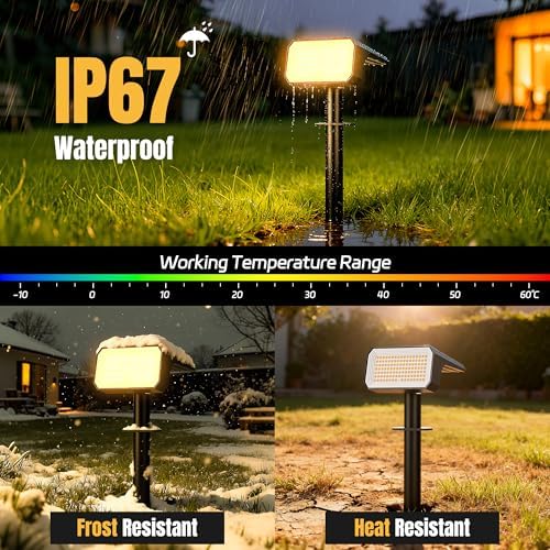 Solar Spot Lights Outdoor Waterproof, 10 Pack, 118 LED Warm White - Image 5
