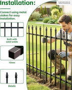 ARIFARO 5 Panels Metal Garden Fence 24" H x 24" W, Decorative Fence Panels - Image 5