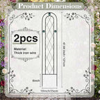 2 Pack 4' H x 10" W Metal Arched Garden Trellis for Potted Climbing Plants Outdoor Rustic Black Coating Iron Wire Lattices Grid Panels for Vine Pergola Cucumbers Vegetables Flower Support - Image 2