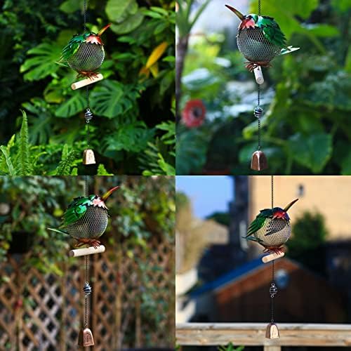Solar Wild Bird Feeder Squirrel Proof for Outside - Unique Cute Metal Animal Shaped Bird Feeder with Solar Light, Wind Chime, Gift for Bird Lovers(Hummingbird) - Image 2