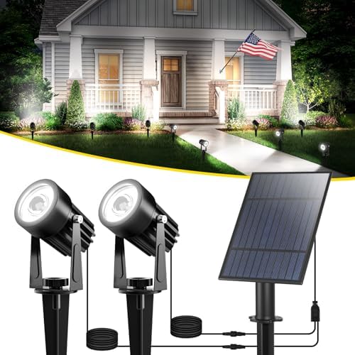 T-SUN Solar Spot Lights Outdoor, Dual Head Solar Spotlights, Cool White by T-SUN