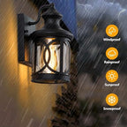 2-Pack Outdoor Wall Lights, Porch Lights, Waterproof Outdoor Wall Sconce, Exterior Light Fixture Matte Black with Clear Glass Shade for Garage Patio Front Door Balcony, 12in. - Image 2