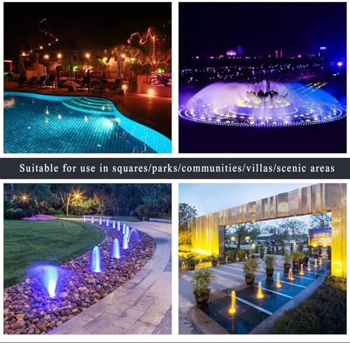 LED Ring Fountain Light - Submersible Underwater Pond Lights, IP68 Waterproof Stainless Steel Colored Spotlight, AC12V-24V Middle Hole Pool Lights, For Fountains/Landscape Illumination(24W(ac24v)) - Image 7