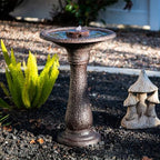 XBrand 23.43" Tiered Freestanding Classic Bird Bath Outdoor Water Fountain Resin with Auto Shut-Off Pump, Garden Decor for Patio, Yard & Lawn, Dark Brown - Image 4