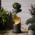 Sunlinua Modern Spiral Outdoor Water Fountain with LED Light by Sunlinua