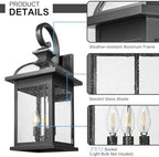 Darkaway Outdoor Lights Fixtures Wall Mount, Extra Large 26inch Outdoor Wall Sconce Lights with Seeded Glass Waterproof Outside Exterior Lights Fixture for House Front Porch Patio Garage E12 Bulb Base - Image 5