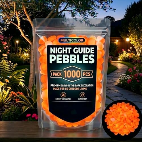 Magical Glowing Pebbles,1000PCS Colorful Glow-in-the-Dark Garden Stones,Waterproof Night Guide Pebbles Glow in the Dark,Glow in the Dark Rocks Outdoor,for Garden Path Yard Fish Tank (Orange,1000) by Unknown