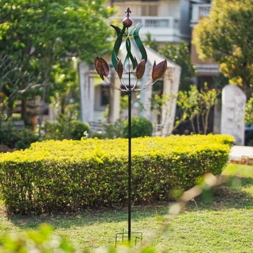 DREAMYSOUL Large Wind Spinner Outdoor, 92.5" Metal Tulip Wind Mills, 360 Degrees Rotating Kinetic Wind Sculptures & Spinners for Home Lawn Backyard Patio Garden Decor Yard Art - Image 3