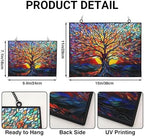 Rectangle Tree of Life Stained Glass Window Hanging, 15" W X 11" H Stained Glass Panel with Chain, Suncatchers for Windows Hanging Decorations, Gifts for Mom, Grandma, Wife, Sister - Image 3