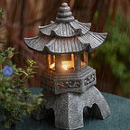 Pagoda Asian Decor Garden Statue with Solar Garden Light - Imitation Stone Pagoda Lantern Outdoor Zen Figurine, Resin (Color : Gray, Size : 5.5" x 5.5" x 10.2") - Image 5