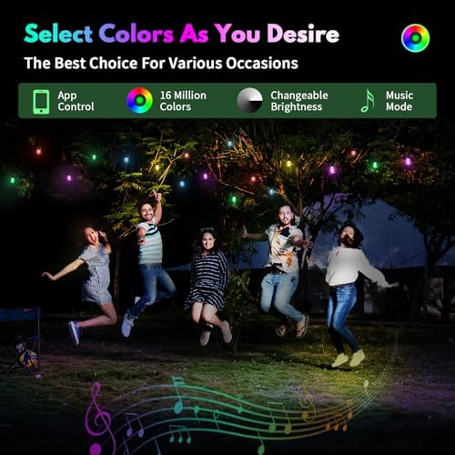 BBG Outdoor String Lights 100FT（2 * 50FT）- RGBW Color Changing String Lights for Outside with APP & Remote Control, Dimmable Patio Lights Outdoor Waterproof, Music Sync, Shatterproof, Linkable, Timer - Image 2