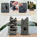 MAGIC UNION 6-Tier Cascading Rock Water Fountain, Natural Stone Look，27" H - Image 7
