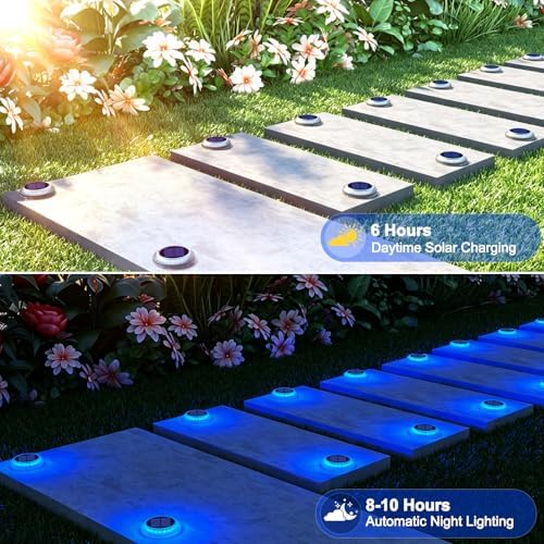Blue Solar Driveway Lights Outdoor 6 Pack Dock Deck Lights IP68 Waterproof - Image 3