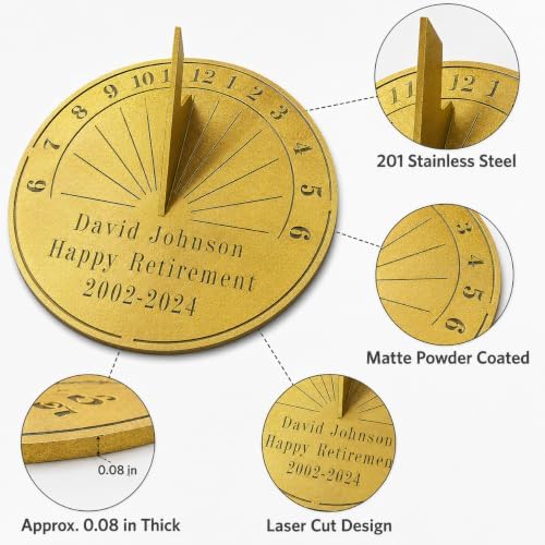 Custom Sundial Retirement Gift for Men Or Women, Personalized Custom Retirement Gift with Name and Date - Image 4