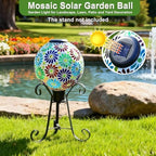 SAVENNA Mosaic Solar Gazing Ball 10 Inch,Glass Garden Globe with Auto On/Off for Yard, Lawn & Outdoor Decor,Multi-Color - Image 3