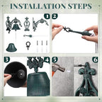 Blulu Large Outdoor Dinner Hanging Bell Vintage Rustic Cast Iron Wall Mounted Bell Heavy Duty Doorbell for Outside Front Door Garden Home Porch Decor, with Mounting Screws & Anchors - Image 3
