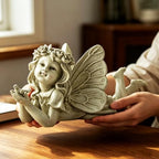 Garden Angel with Bird Statue, Resin Fairy Outdoor Memorial Decor - Image 7