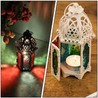 Luxshiny Moroccan Style Iron Glass Candle Lantern Tealight Holder Decorative Hanging Candle Lamp Home Ornament 2pcs for Indoor Outdoor Patio Décor - Image 4