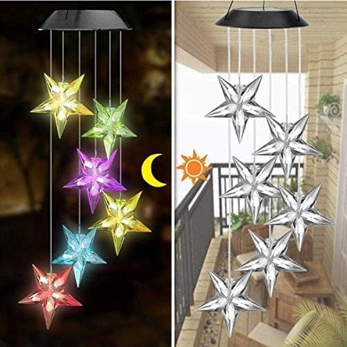 Hummingbird Solar Wind Chimes for Outside - Color Changing LED Outdoor Solar Lights Waterproof Windchimes, Home Garden Patio Yard Porch Decoration (Star) - Image 3