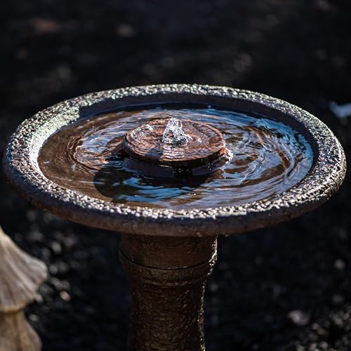 XBrand 23.43" Tiered Freestanding Classic Bird Bath Outdoor Water Fountain Resin with Auto Shut-Off Pump, Garden Decor for Patio, Yard & Lawn, Dark Brown - Image 6