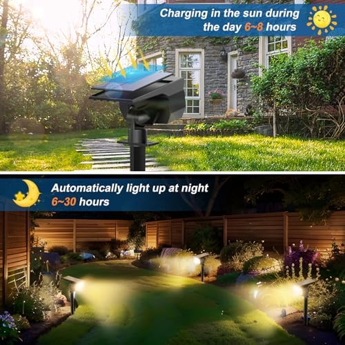 WENATY Solar Spot Light Outdoor Landscape Spotlights 6 Pack Warm White - Image 2