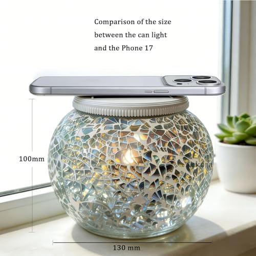 Aukora Solar Table Lamp, Waterproof Outdoor LED Light & Replacement Top, Panel Lantern Lid for Patio Garden Balcony Decor(Crack Glass) - Image 2